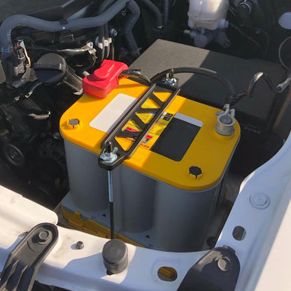 Battery Hold Down Bracket, Aluminum Alloy Battery Tie Down Bracket, Battery Tray for Car Battery Mount Bracket Hold Lock Accessories, Car Battery Lock Down- with 10inches J Bolts (Black)