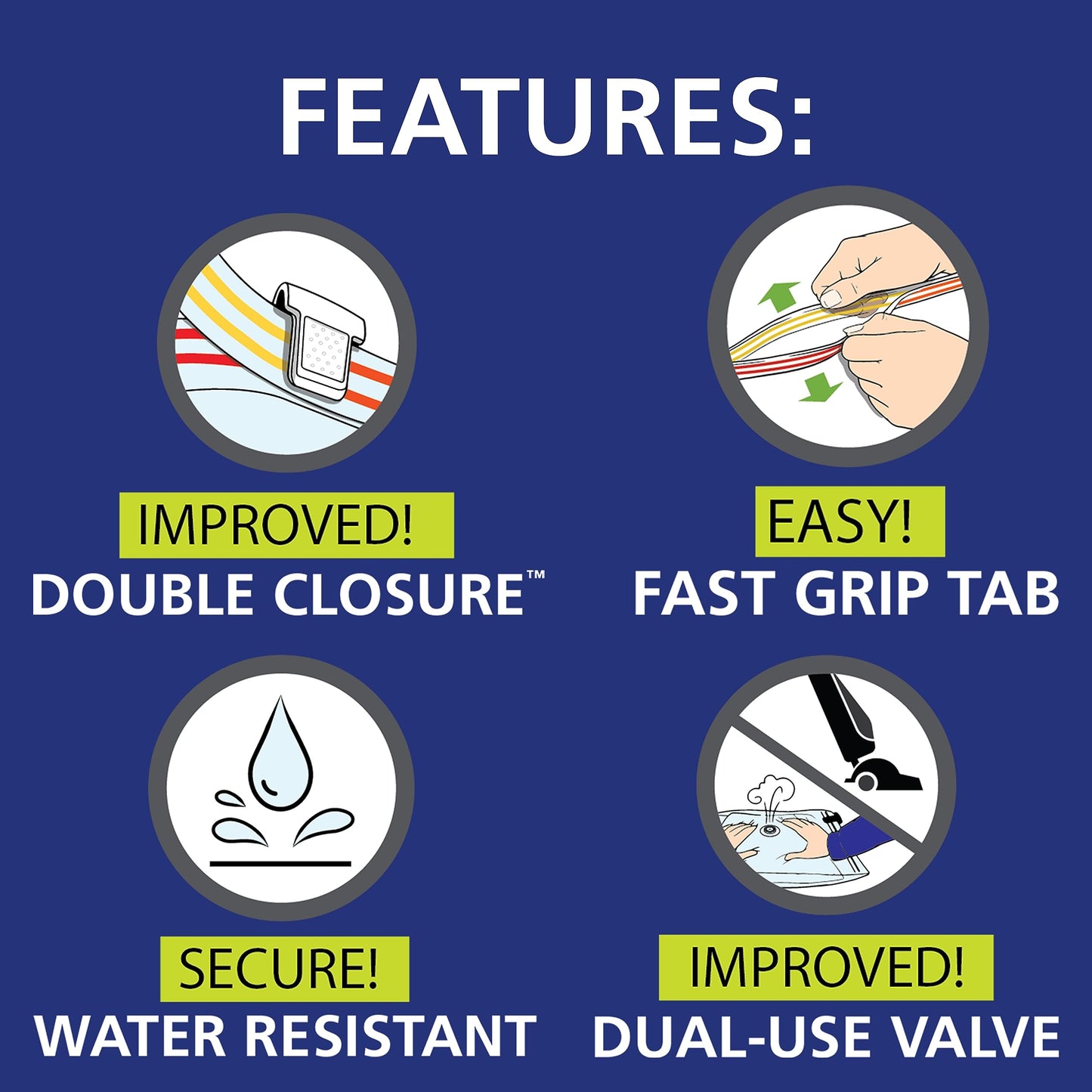 Hefty Shrink-Pak Heavy Duty Vacuum Storage Bags – For Clothes, Pillows, Towels, Blankets & More – Space Saver Vacuum Suction Seal for Home or Travel – 4 Large Bags, 34 x 22 Inches