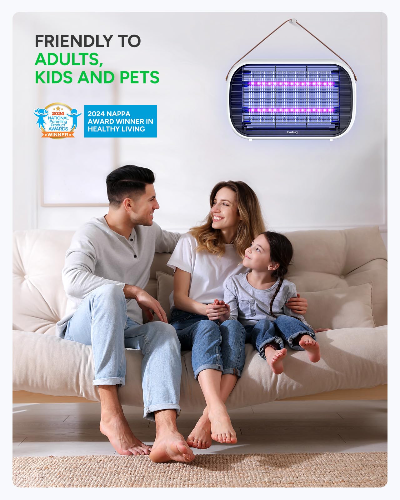 Buzbug LED Bug Zapper Indoor, 10 Years Lifespan Lamp Sustainable Less Power, Durable High-Voltage Electric Mosquito Zapper, Fly Trap Mosquito Trap, Fly Killer Fly Zapper -MA015B