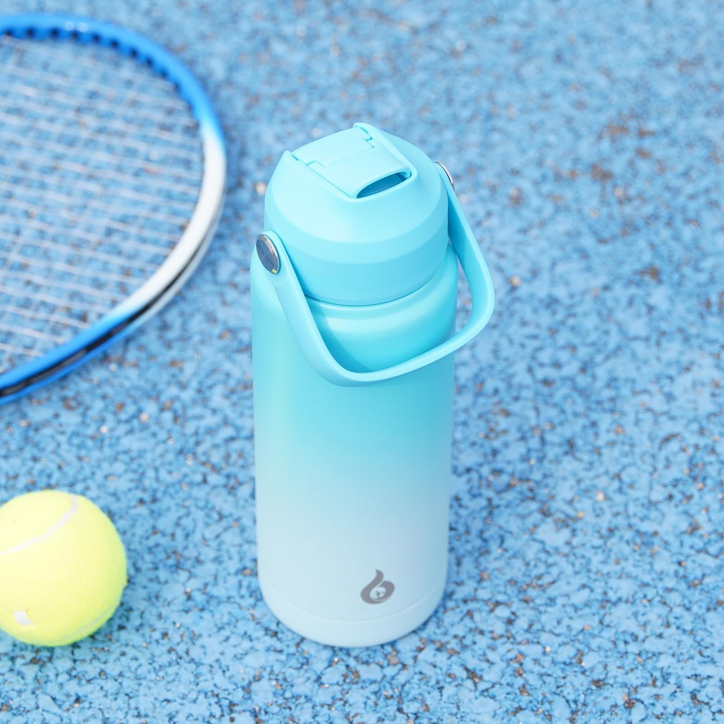 BJPKPK Insulated Water Bottle with Straw Lid, 18oz Thermos Water Bottles with Soft Nozzle, Flex Handle & Non-slip Boot, BPA Free Leak Proof Stainless Steel Metal Thermos, Tumblers, Cups,Sea Salt