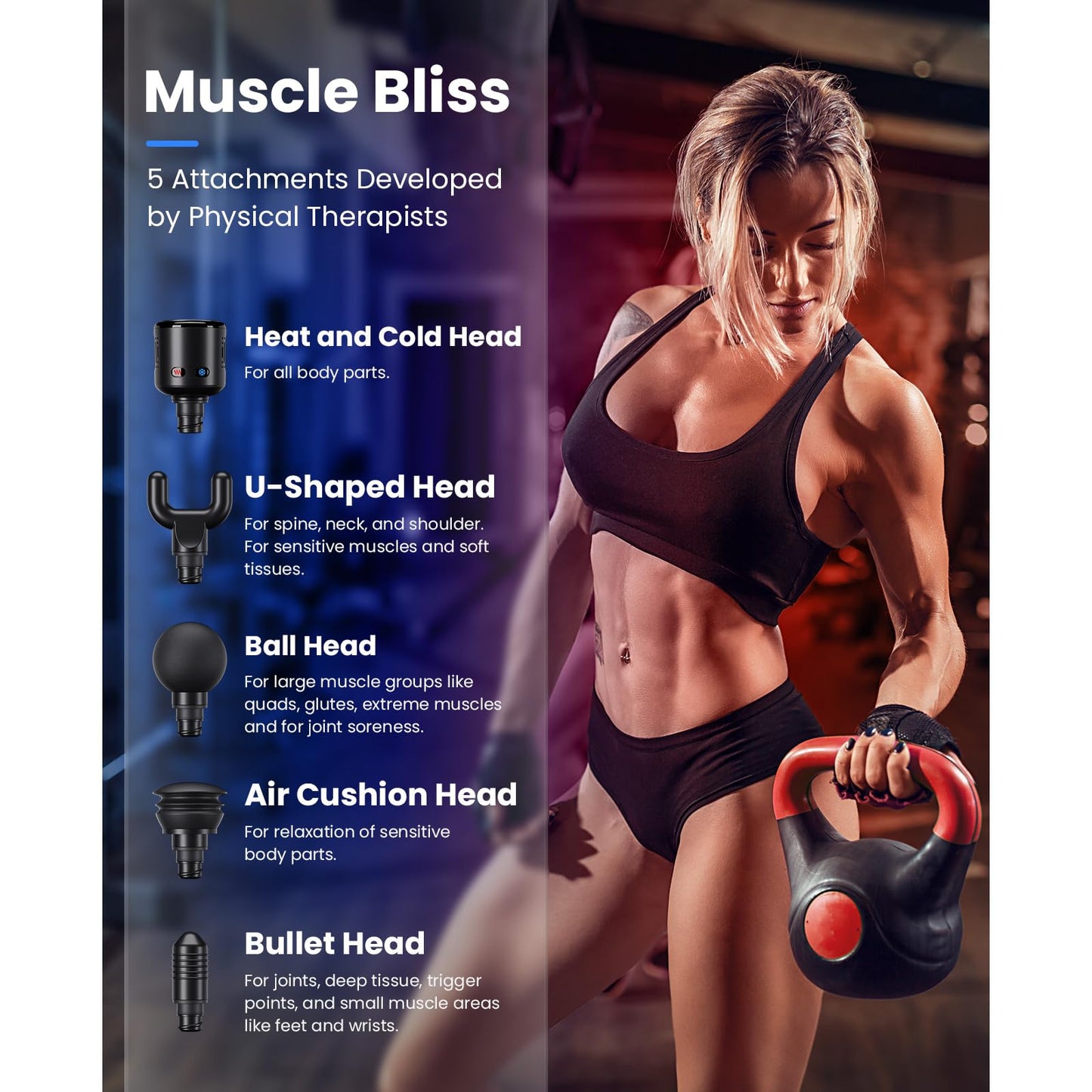 BOB AND BRAD T2 Pro Massage Gun with Heat and Cold, Deep Tissue Percussion Massager Gun, Muscle Massager, Electric Back Massagers for Professional Athletes Home Gym, FSA and HSA Eligible