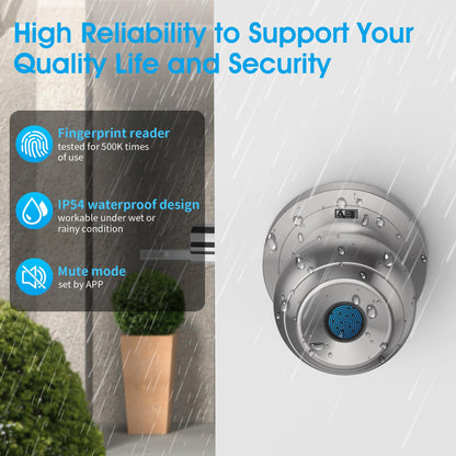 AST Fingerprint Door Knob with Autolock, Passage and Privacy Functions, Rechargeable Keyless Smart Door Knob Lock, Digital Biometric Door Knob with APP (Brushed Stainless Steel)