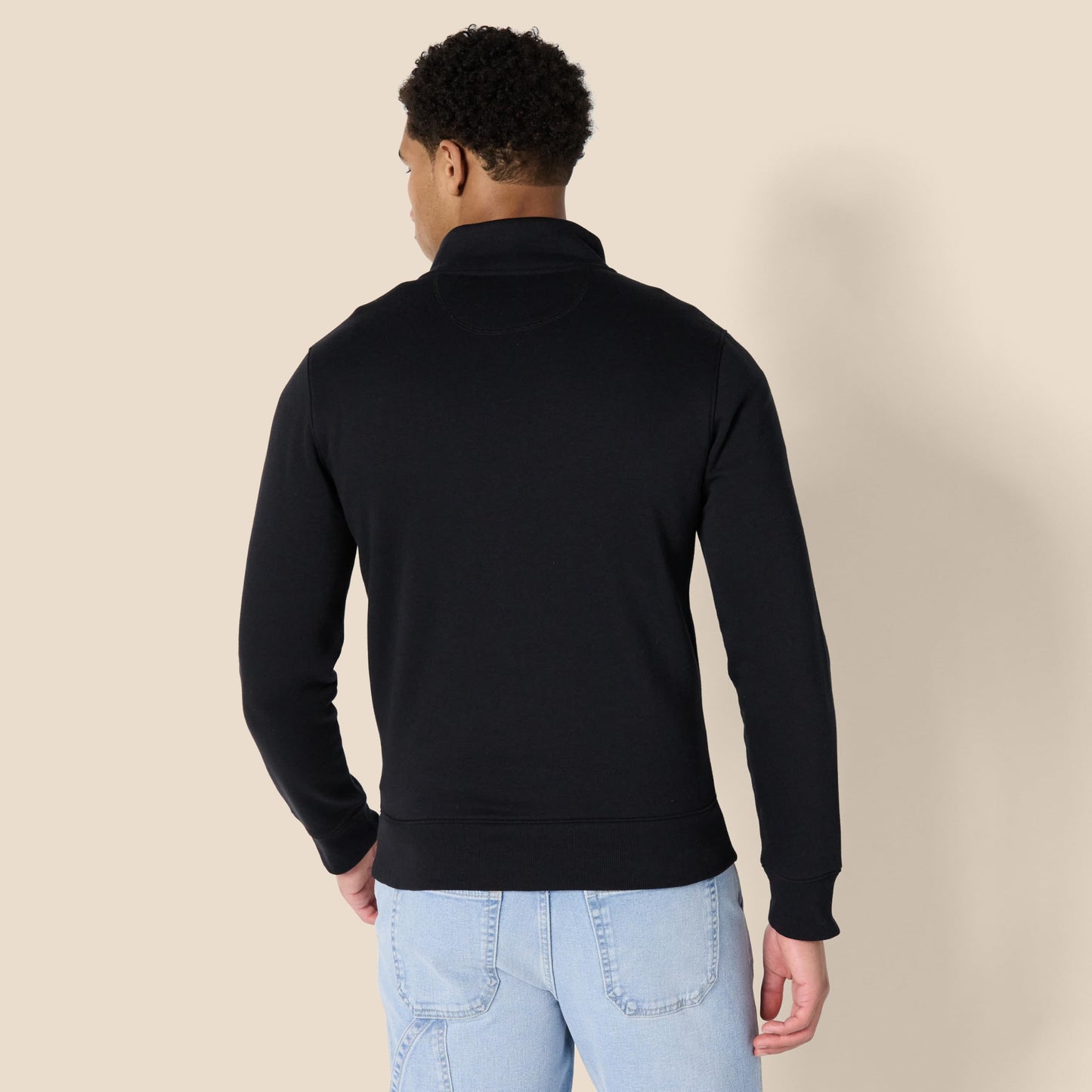 Amazon Essentials Men's Sweatshirt, Mock Neck, Fleece Zip Up, Black, X-Large