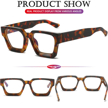 AIEYEZO Square Thick Frame Glasses for Women Men Fashion Blue Light Glasses Trendy Chic Computer Eyeglasses (Tortoise)