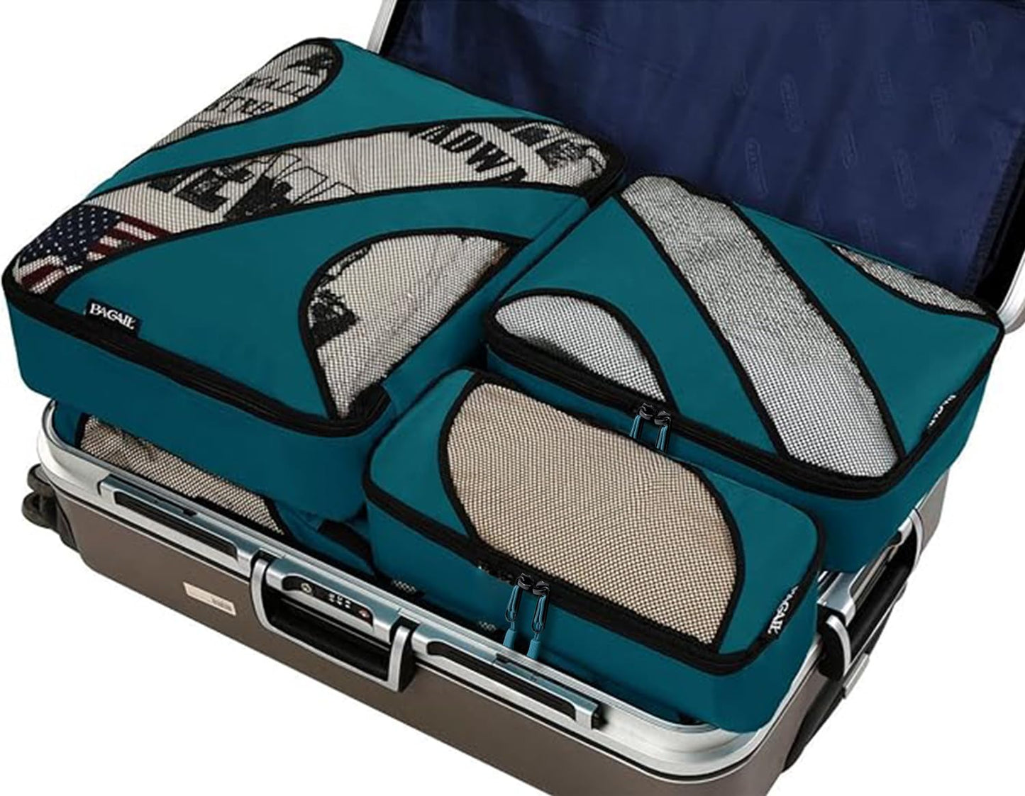 BAGAIL 6 Set Packing Cubes,Travel Luggage Packing Organizers(6Set Teal)