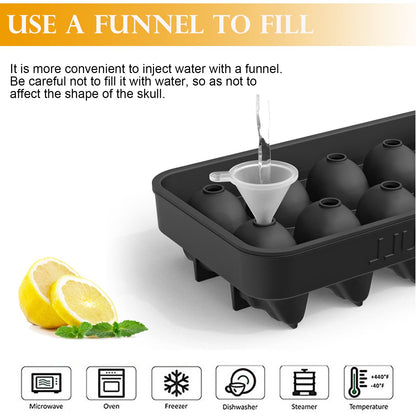 Ice Cube Trays,Silicone Ice Cube Mold Maker with Lid,Skull Head Style Mold,for Chilling Whiskey, Cocktail, Beverages,Pudding Chocolate