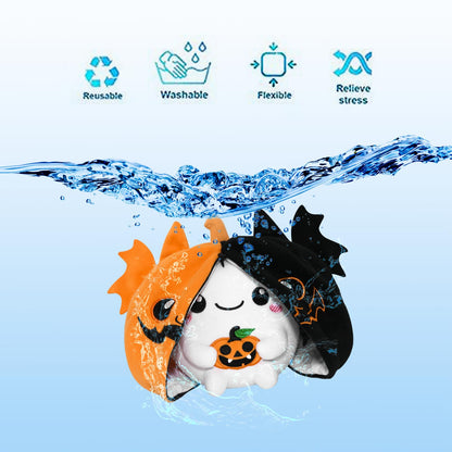 CAIYUEGG Halloween Stuffed Animal Reversible Bat Ghost Plush, Transformed Pumpkin Plush Zipper, Bat Ghost Stuffed Animal Cute Plushie Birthday Gift for Boys Girls Kids