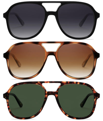 Arjien Polarized Aviator Sunglasses for Women Men, Trendy Square Womens Mens Sunglasses, 70s Retro Aviators, UV400 Protection