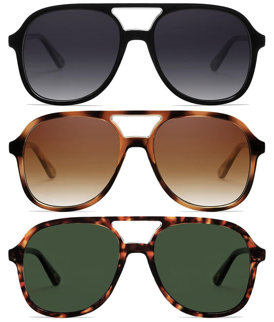 Arjien Polarized Aviator Sunglasses for Women Men, Trendy Square Womens Mens Sunglasses, 70s Retro Aviators, UV400 Protection