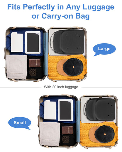 Allgawise Set of 2 Hard Hat travel Cases for Baseball Caps - Hat Storage Organizer Holder with Handle, Shoulder Strap and Trolley Sleeve, Protect up to 10 Hats for Outdoor and Home Storage, Black