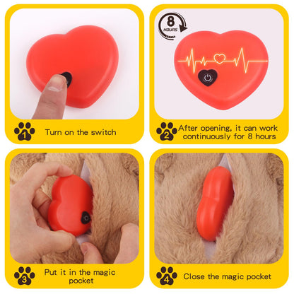 BEVERLYSHARK Heartbeat Puppy Toy Dog Anxiety Relief Calming Aid Heartbeat Stuffed Animals Pet Comfort Cuddle Sleep Aid Puppy Behavioral Training Aid Toy for Dog Cat