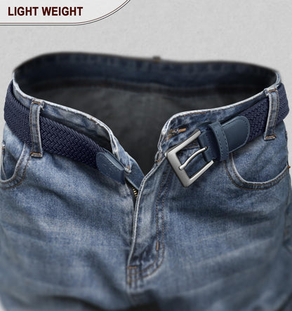 BULLIANT Stretch Belt Men,Mens Gift Woven Braided Web Belt 1 3/8 for Golf Casual Pants Shirts Jeans(Antique Blue,36"-40" Waist Adjustable)