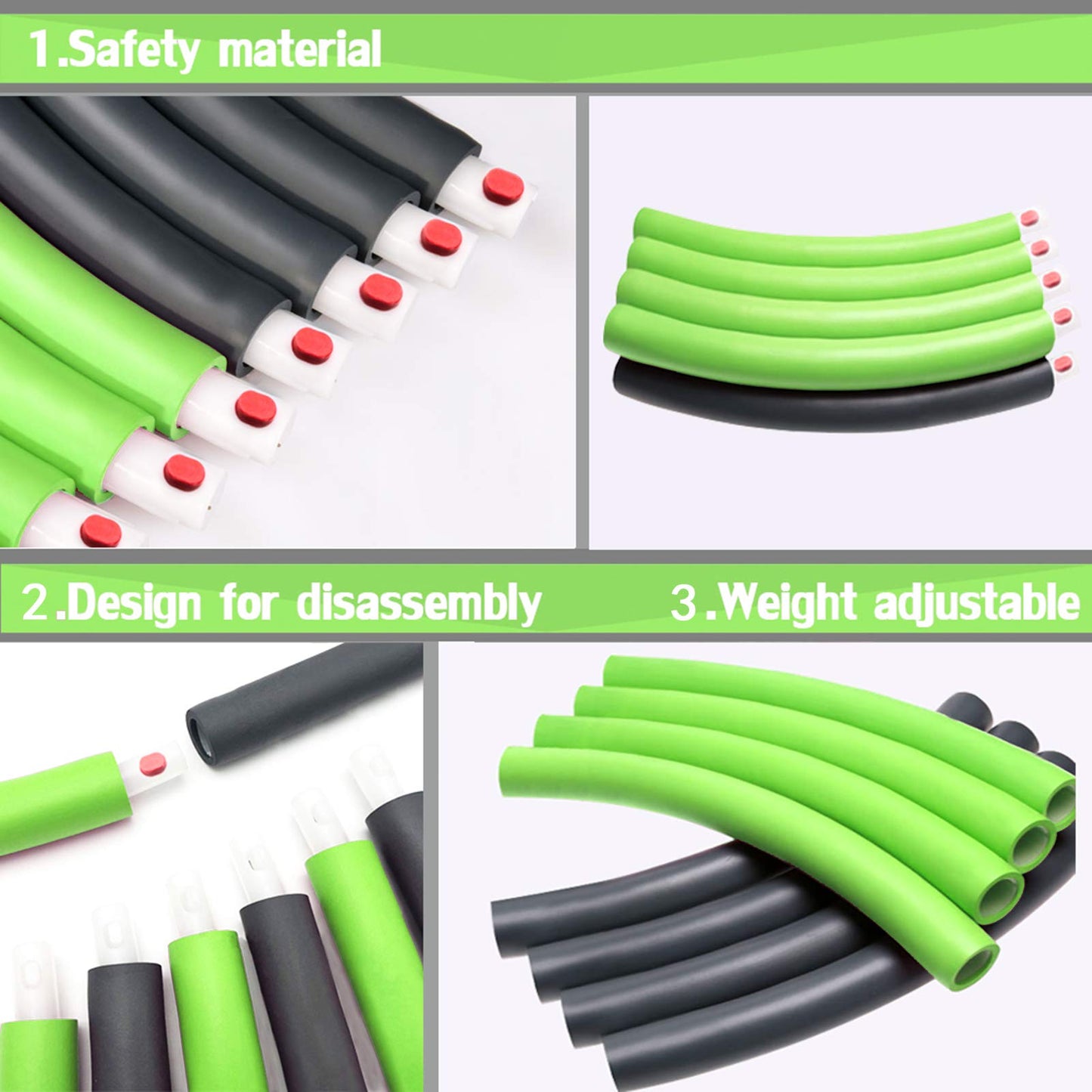 Auoxer Fitness Exercise Weighted Hoops, Lose Weight Fast by Fun Way to Workout, Fat Burning Healthy Model Sports Life, Detachable and Size Adjustable Design