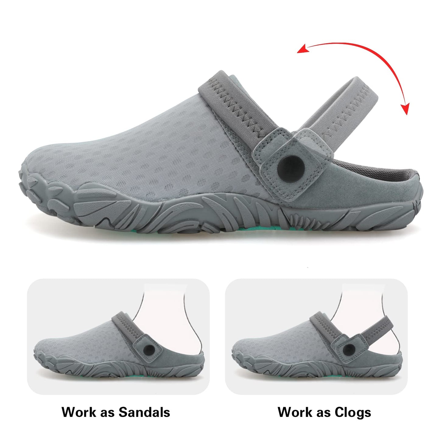 Besroad Slip on Quick Drying Running Sports Fashion Sneakers Water Shoes Summer Outdoor Hiking Shoes for Men Women Grey 9 Women/7.5 Men