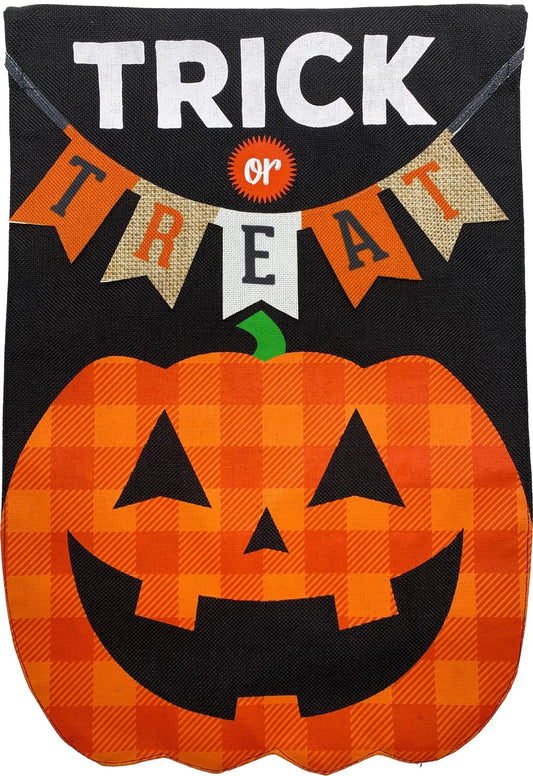 Briarwood Lane Trick Or Treat Pumpkin Burlap Halloween Garden Flag 12.5" x 18"