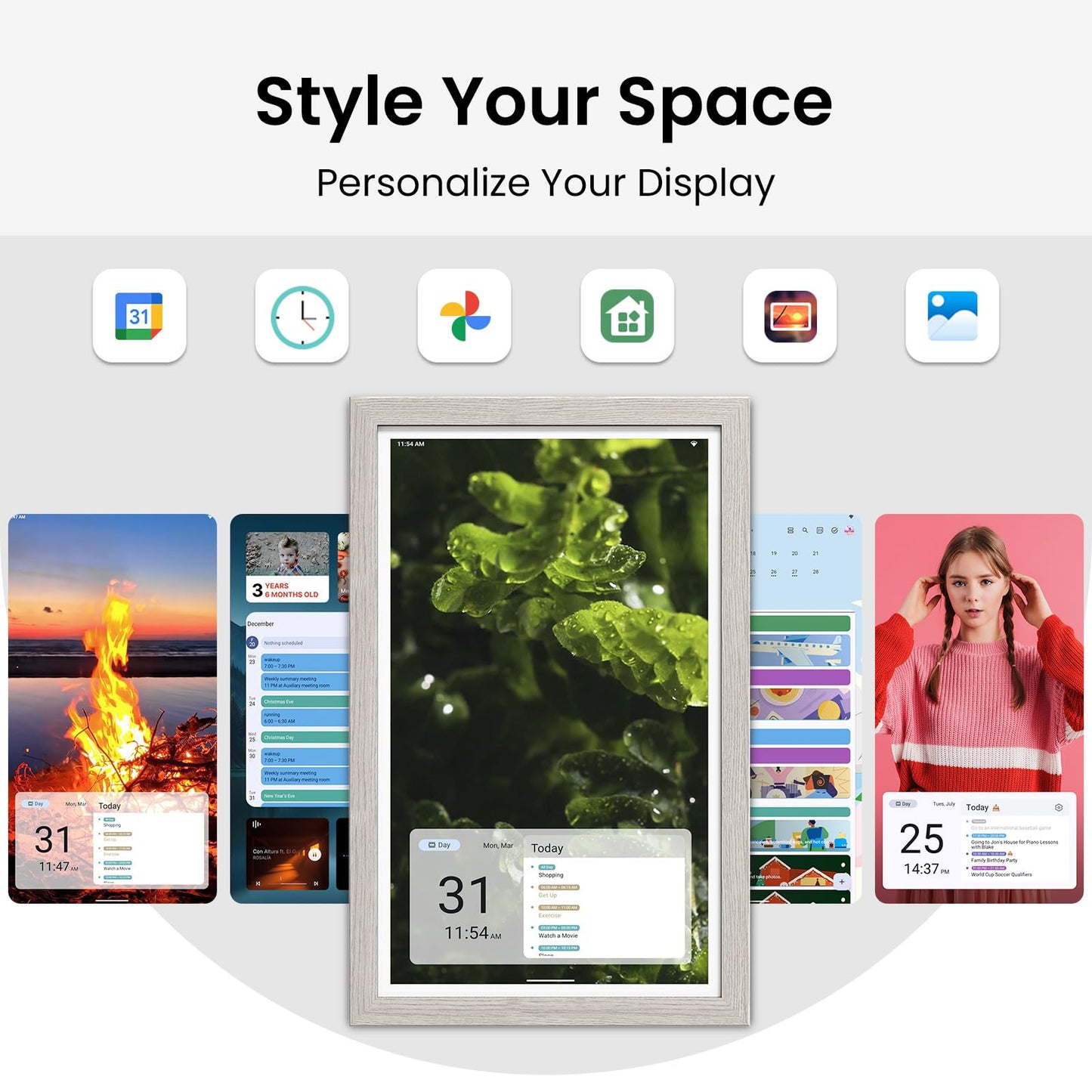 ApoloSign Digital Calendar: Electronic Calendar, Smart Touchscreen Interactive Display for Chore Chart, Family Schedules Planner, Supports All Apps via Google Play (Gray, 15.6-inch)