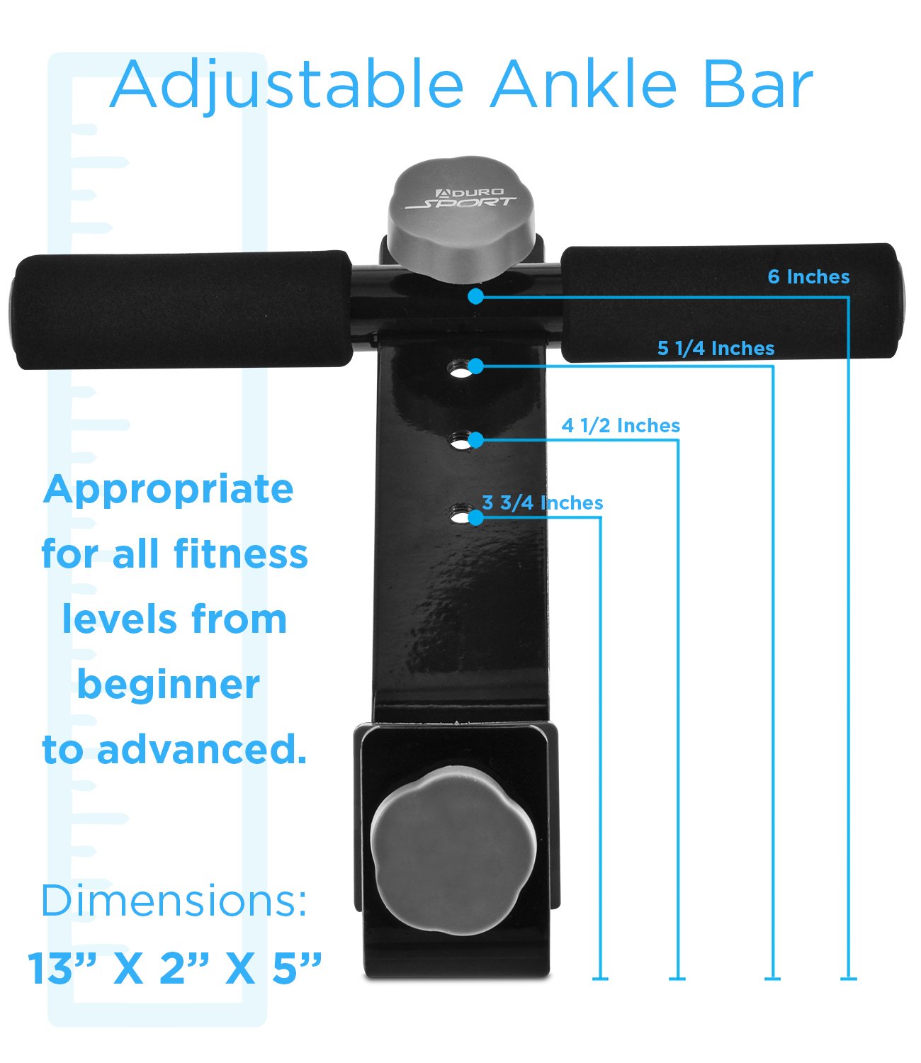 Aduro Sport Doorway Sit-Up Exercise Bar, Adjustable Reinforced Steel with Padded Ankle Bar, Perfect for Home Work or Travel - Fits Any Door