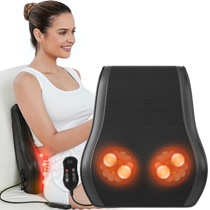 Admbm Rechargeable Back Massager with Heat, Shiatsu Neck Massager for Pain Relief Deep Tissue, 4D Kneading Massage Pillow for Neck Shoulder Leg Waist and Abdominal, Suit for Office, Home and Car