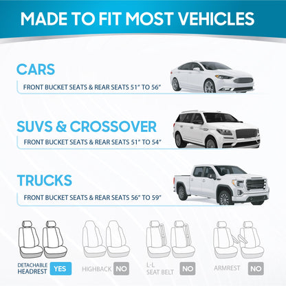 BDK PolyPro Car Seat Covers Full Set in Charcoal on Black – Front and Rear Split Bench for Cars, Easy to Install Cover Set, Accessories Auto Trucks Van SUV