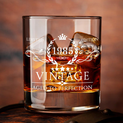 AOZITA 40th Birthday Gifts for Men - 40th Birthday Decorations for Men, Party Supplies - 40th Anniversary Ideas for Him, Dad, Husband, Friends - 11oz Whiskey Glass