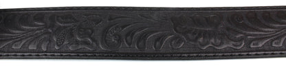 BC Belts Leather Belt Strap with Embossed Western Scrollwork 1.5" Wide with Snaps (Black-XL)