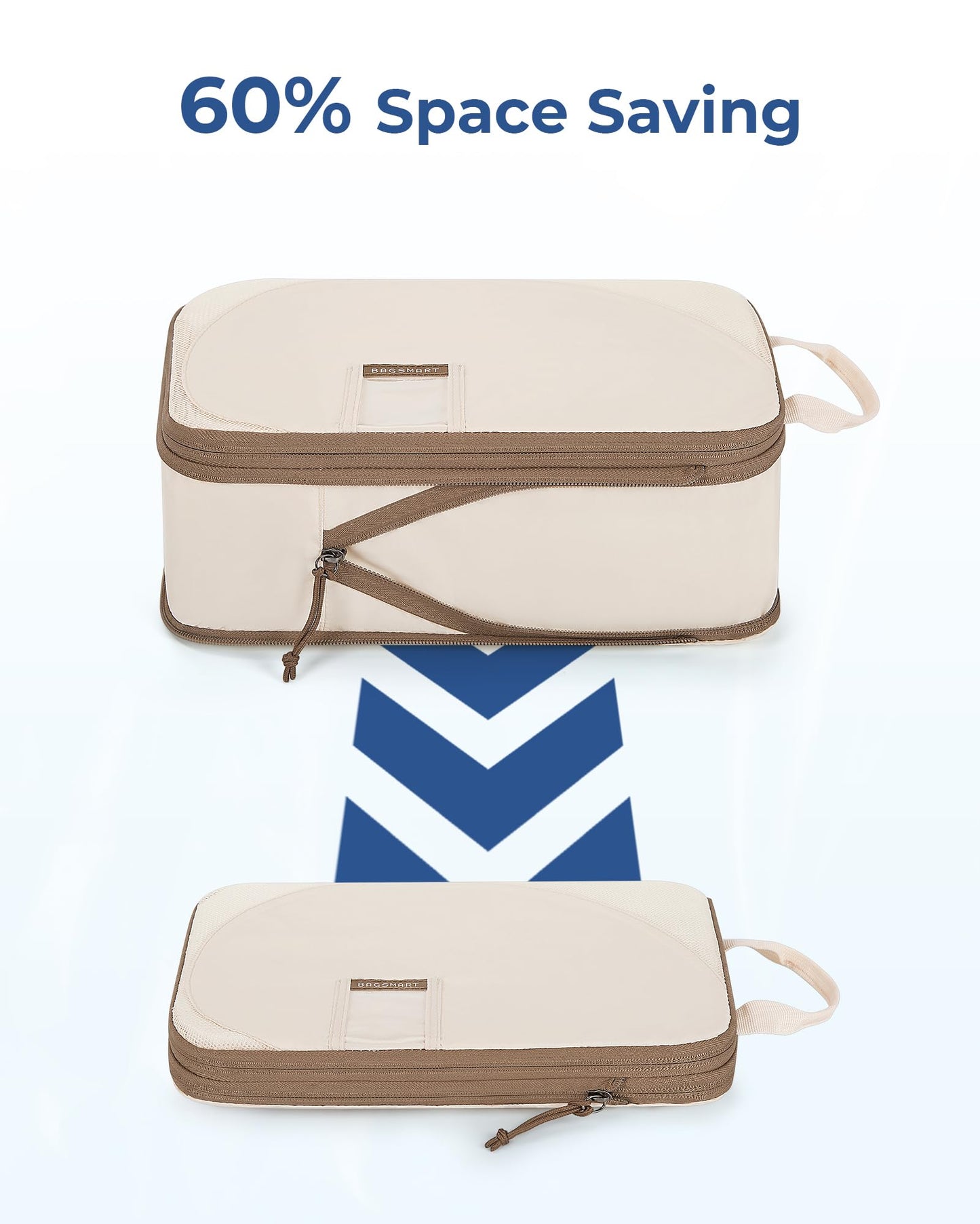 BAGSMART 8 Pcs Compression Packing Bags Set with 4 Pack Vacuum Bags Storage for Cruise Travel Essentials, Hand-rolled Space Saver Vacuum Storage Bags, Baby Pink