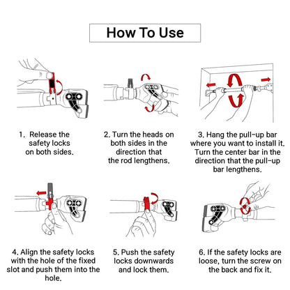 HARDYROAR Pull Up Bar - Safe Locking Home Doorway Chin Up Bar - No Screw Installation, Upper Body Workout, 29.5 to 37.5 Inches Adjustable Width