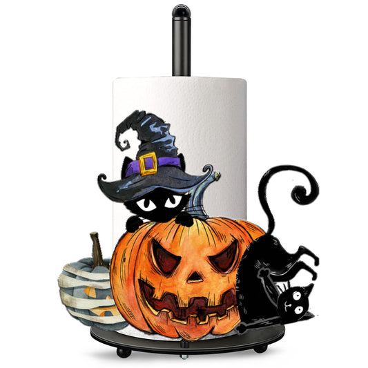 Bonsai Tree Halloween Kitchen Decor, Bathroom Decor, Halloween Decorations for Home Indoor, Black Cat Pumpkin Decorations Vintage Paper Towel Holder