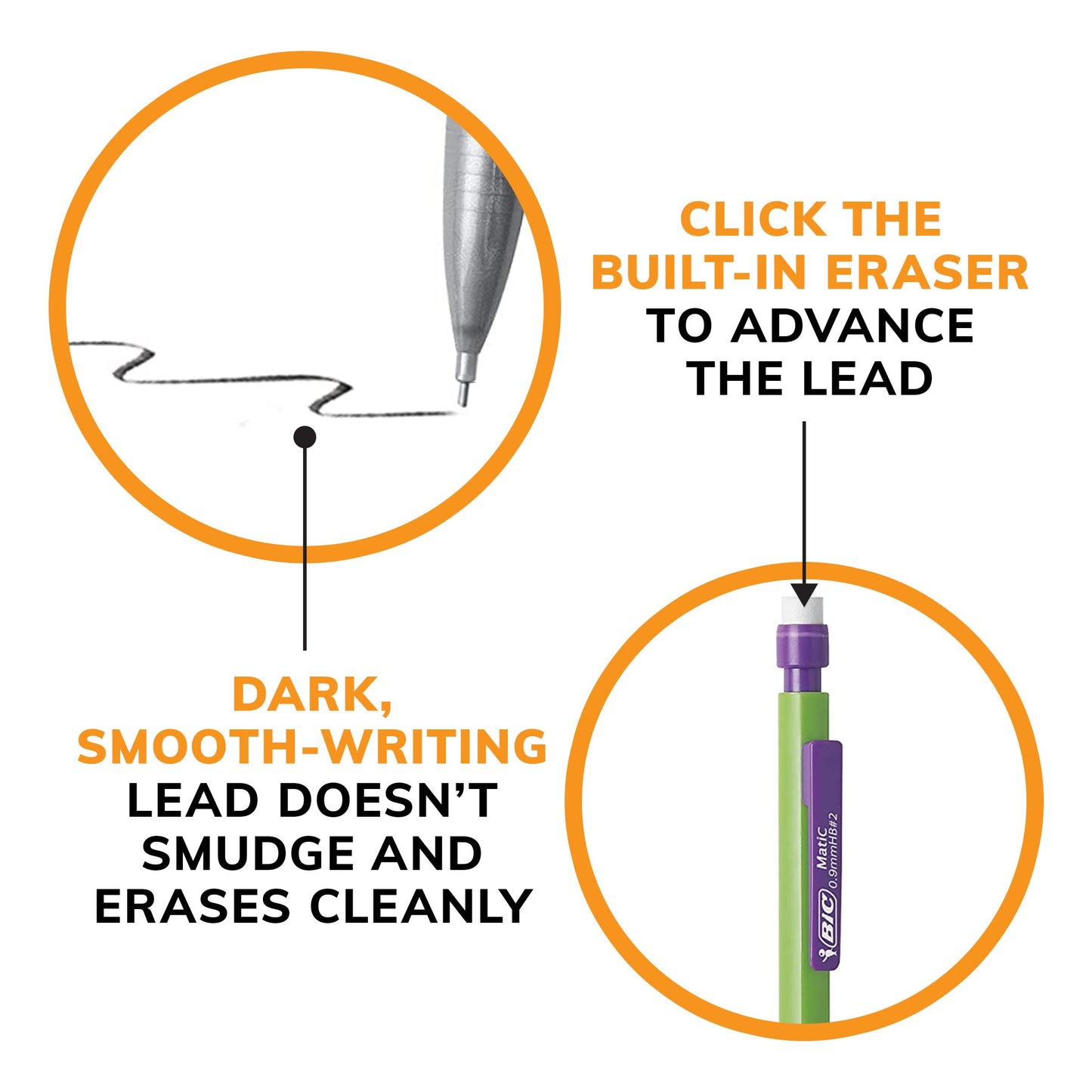 BIC Mechanical Pencil Variety Pack, Number 2 Mechanical Pencils With Erasers, Fine Point (0.5mm), Medium Point (0.7mm) and Thick Point (0.9mm), 60 Count, Bulk Mechanical Pencils for School or Work