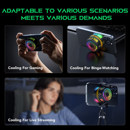 Black Shark FunCooler 5 Magnetic Cell Phone Cooler for Gaming, Portable Mobile Phone Cooling Fan with RGB Light, Cellphone Radiator for iPhone Magnetic Series/Android/Tablet/iPad (Black)