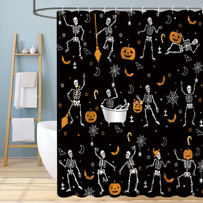 Atwqevon Halloween Shower Curtain, Ghost Shower Curtain Set, Black Fall Shower Curtains for Bathroom Decor, Spooky Shower Curtain Halloween Curtains, Waterproof Bathroom Curtain with Hooks 72"X72"