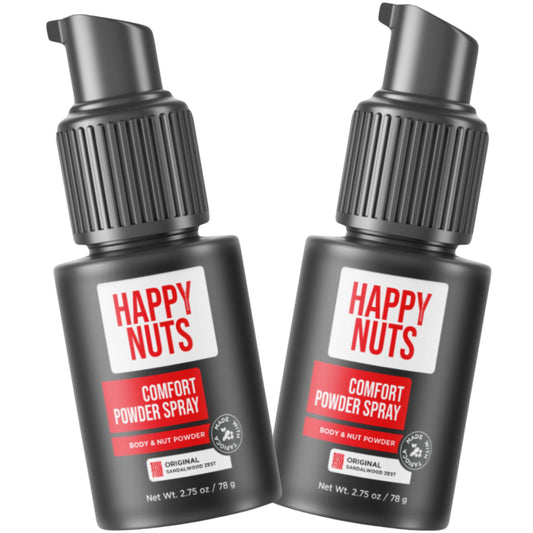 Happy Nuts Comfort Powder Spray: Anti Chafing & Mens Deodorant, Aluminum-Free, Sweat and Odor Control for Jock Itch, Groin and Men's Private Parts (2.75 Ounce (Pack of 2), Original)