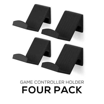 BRAINWAVZ Game Controller Holder Wall Mount Stand (4 Pack) For XBOX, PS5, SERIES X, ONE, PS4, PS3, SWITCH, NINTENDO, PC & MORE, Fits Latest & Retro Gamepads, Stick On, Easy To Install, UGC1