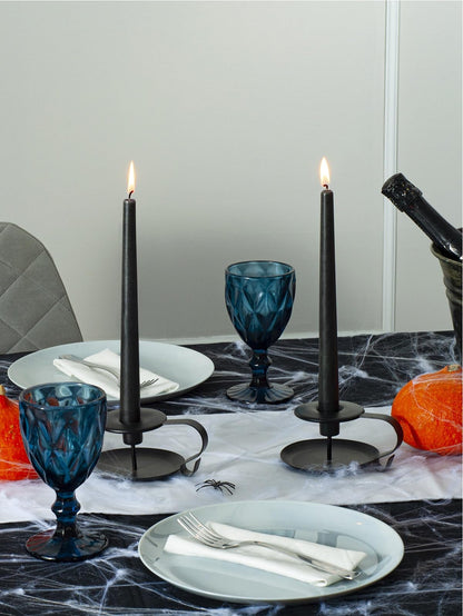 CANDWAX 10 inch Taper Black Candles Set of 4 — Dripless Tall Unscented Black Tapered Candle Sticks — Perfect for Household Decor, Dinner Centerpiece or Halloween Décor