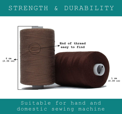 BlesSew Sewing Thread in Brown Color Tones - 10 Spools of Polyester Thread for Sewing Machine for Beginners, Hand Stitching & Quilting - 1000 yds Per Spool