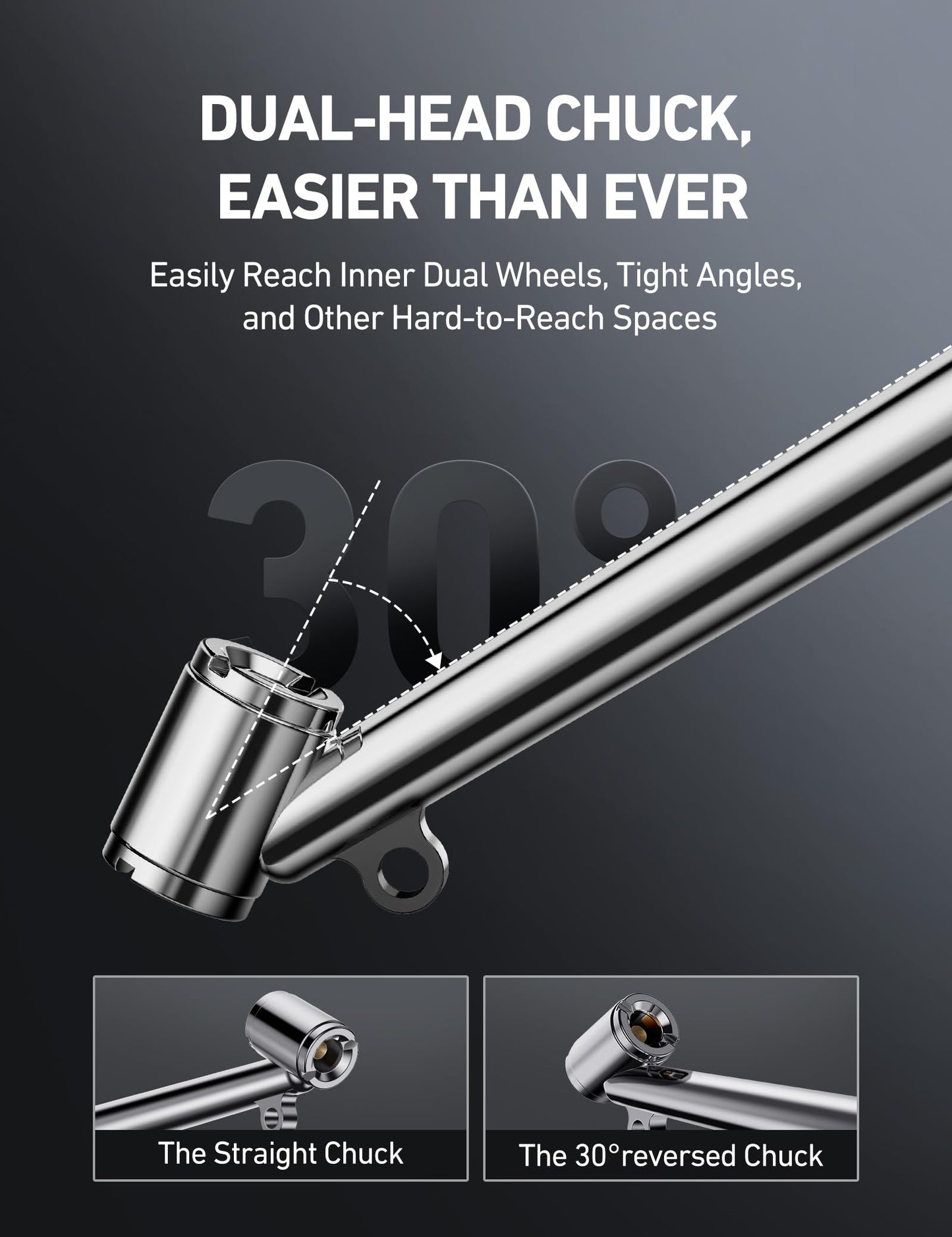 AstroAI 25.6'' Heavy-Duty Tire Pressure Gauge with Inflator, Dual Head Chuck ANSI B40.1 Accurate Tire Inflator with Pressure Gauge, 10-120PSI, Compatible with 1/4" NPT Air Compressor