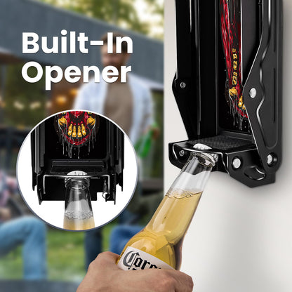 Can Crusher with Auto Drop Recycling | Built-in Bottle Opener | Crushes 12-16oz Cans | Includes Kitchen Storage Bag | Heavy Duty Metal Design, Space Saving & Hands-Free Operation- Halloween gifts
