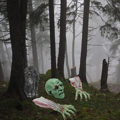 WODMAZ Halloween Zombie Stakes Decorations, Scary Zombie with Face and Arms Lawn Stakes, Groundbreaker Stakes for Halloween Patio Yard Lawn Graveyard Scenes Outdoor Party Props Decor, 3Pack