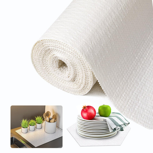 Beautysaid Shelf and Drawer Liner for Kitchen Cabinet, Non Adhesive Non Slip Shelf Paper Waterproof Washable Thickened for Dresser Pantry Shelve Bathroom Protector Liner(White,12 in x 10 FT)