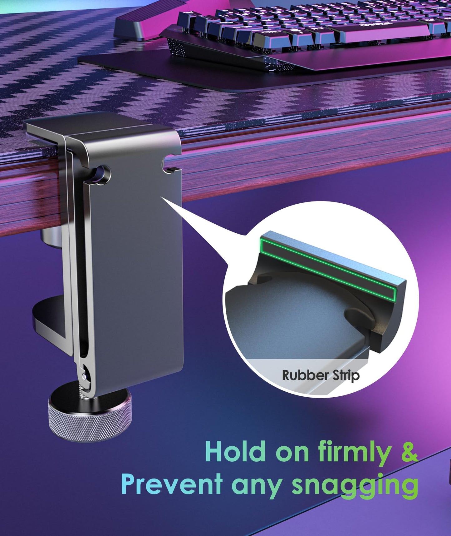 6amLifestyle Foldable Headphone Hodler Hook Hanger Stand Under Desk, Headphone Wall Mount with Cable Organizer Save Space Metal, Headset Holder Clamp for Headphones Gaming PC Headsets, Purse Handbag