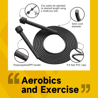 AIO EYEUY Adjustable Jump Rope for Fitness and Exercise-PVC Skipping Rope for Men,Women and Kids-Tangle-Free for Keeping Fit, Training, Workout 10 Pack Black