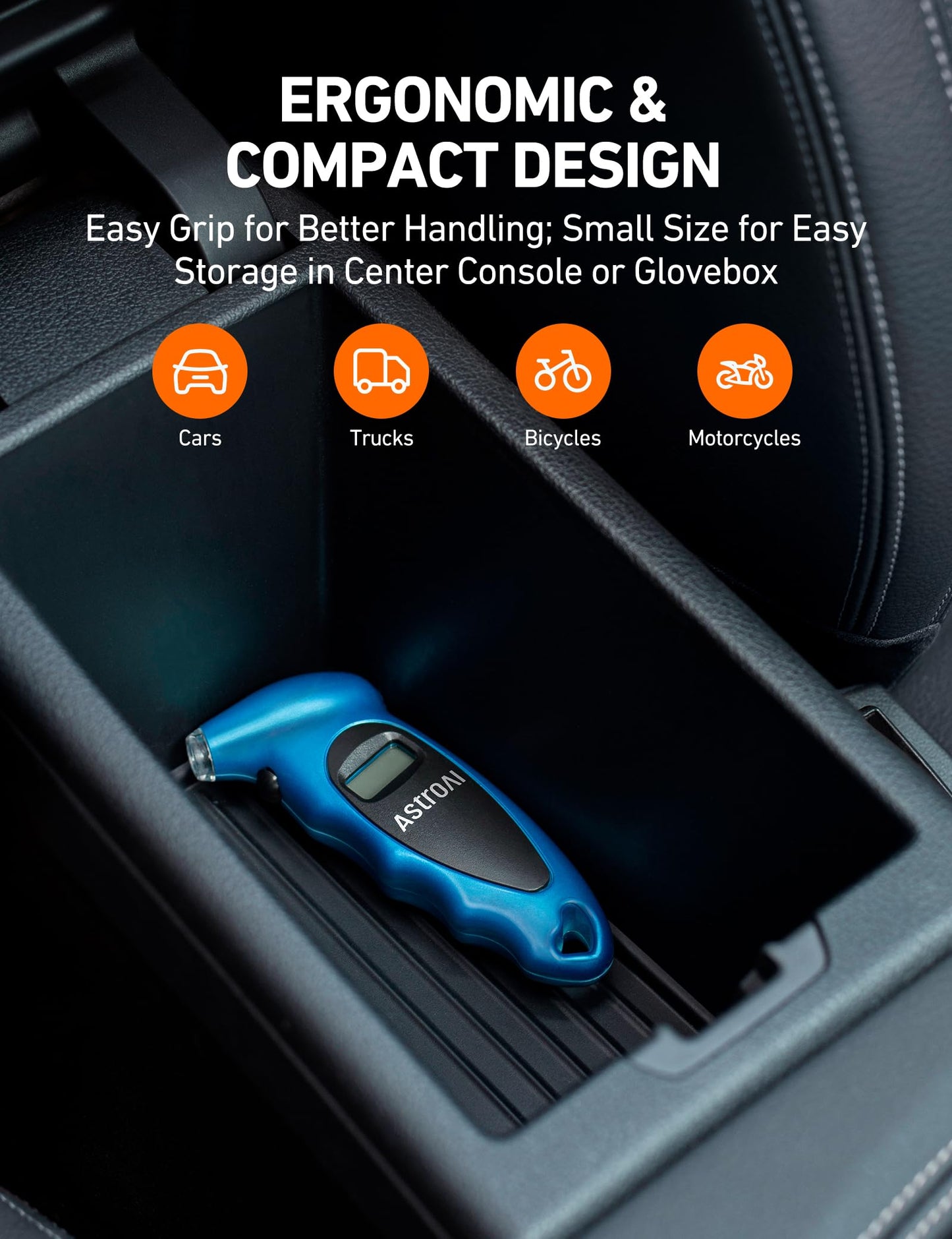 AstroAI Digital Tire Pressure Gauge 0-150PSI, Accurate in 0.1 Increments, Tire Pressure Gauge with Backlit LCD and Presta Valve Adaptor, 4 Units of Measurement for Car Truck Bicycle, Blue