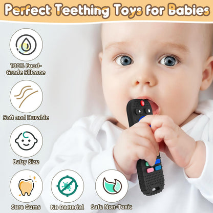 AiTuiTui Teething Relief Teethers Toys for Babies 3 6 9 12 Months Gifts, Silicone Sensory Teether Remote Control & Game Controller Baby Bath Toys for Newborn Infant Toddler Boy Girl Autism Birthday