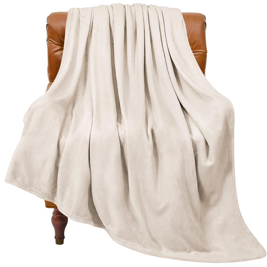 BEDELITE Fleece Blanket Beige Throw Blankets for Couch & Bed, Luxury Plush Cozy Fuzzy Blanket 50" x 60", Super Soft Warm Lightweight Throw Blanket for Travel Camping