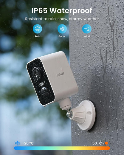 ieGeek Security Cameras Wireless Outdoor, 2K 3MP Battery Powered WiFi Security Camera with Spotlight & Siren Alarm, 2-Way Audio, Color Night Vision, AI Detection for Home Security, Works with Alexa