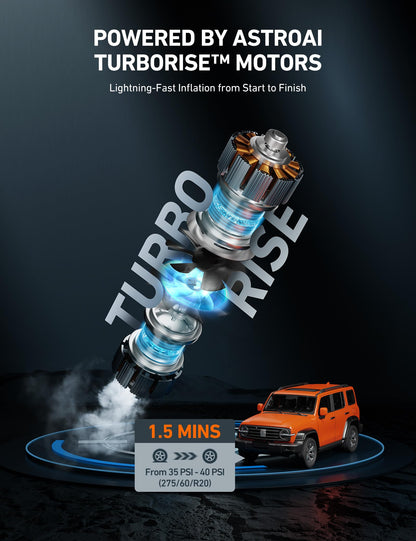 AstroAI Portable 160 PSI DC Heavy Duty Tire Inflator Pump Auto Shutoff with Screen, Dual Cylinders & Dual Motors, 12V Air Compressor for SUVs, RVs, ORVs, Cars, Air Mattresses, etc. Yellow(NO AC)