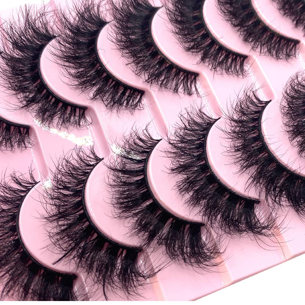 HBZGTLAD New 10 Pairs 3D Mink Lashes False Eyelashes Handmade Wispy Fluffy Long Lashes Natural Eye Makeup Tools Eye Lashes(M12)