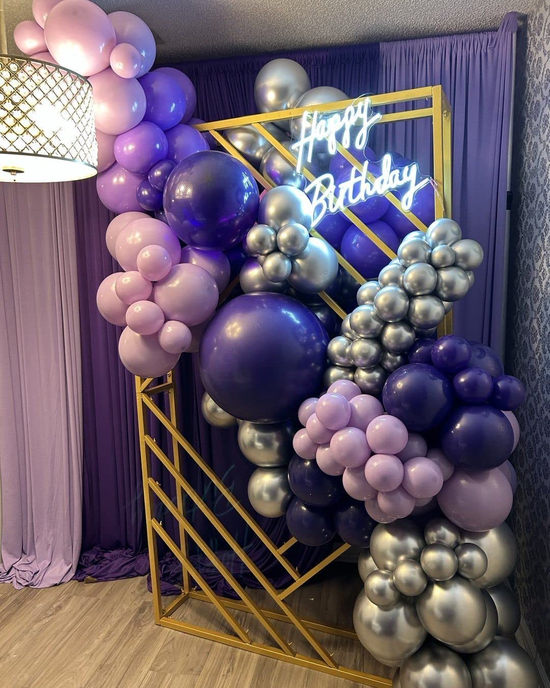 Bezente Dark Purple Latex Party Balloons - 100 Pack 12 inch Round Helium Purple Balloons for Wedding Graduation Halloween Birthday Party Backdrop Decorations