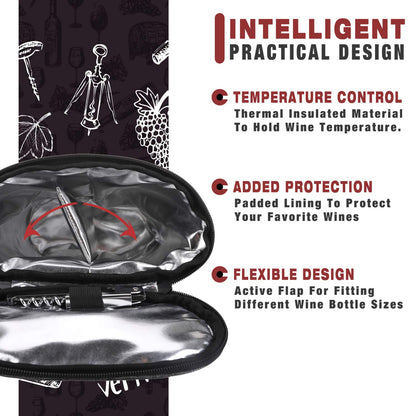 ALLCAMP 2 Bottle Wine Tote Carrier - Insulated Portable Padded Canvas Wine Bag for Travel, BYOB Restaurant, Wine Tasting, Party, Great Christmas Day Gift for Wine Lover，Gray