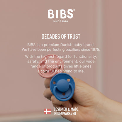 BIBS Pacifiers - De Lux Collection | BPA-Free Round Nipple | Silicone | Made in Denmark | Set of 2 Ivory/Sage Color Premium Soothers | Size One Size